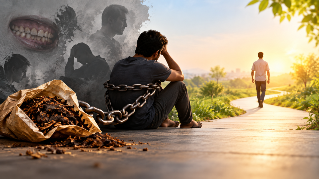 Man overcoming tobacco dependence and choosing a healthier life